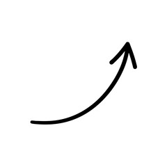 Upward Right Arrow – Hand Drawn with Smooth Brush Stroke, Vector Illustration