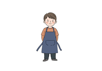 A cheerful illustration showcases a young boy wearing an apron, proudly displaying 'Made in USA'. It?s a vibrant, modern design suitable for apparel or promotional materials. 