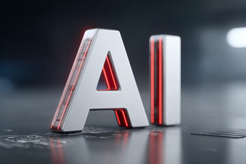 A striking 3D representation of the letters "AI", signifying Artificial Intelligence