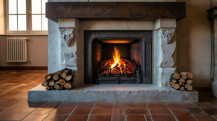 living room with fireplace