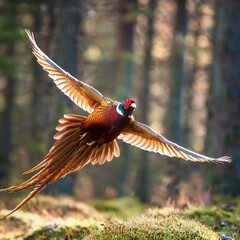 pheasant bird animal flying, AI generated