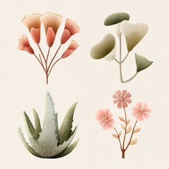 Four distinct types of flowers, each with its own unique characteristics