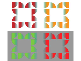 Obraz premium geometric arc pattern tiles with curved quarter circles decorative border design blocks isolated on white background illustration design.