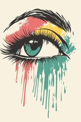 Vibrant eye artwork with colorful paint drips and intricate details showcasing artistic expression
