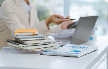 Fototapeta premium Businesswoman Analyzing Financial Data at Desk