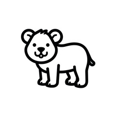 Fototapeta premium Cute cartoon lion cub standing with a playful expression 