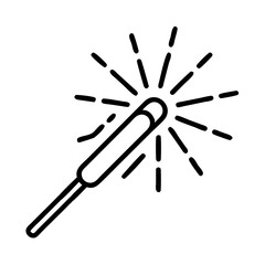 Sparkler emitting bright light during celebration of US Independence Day  