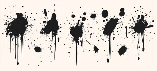 Fototapeta premium Black ink splatters on white background