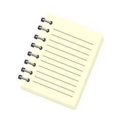 Vector illustration of a notebook on white background – back to school and office supply concept, perfect for children's education, seasonal promotions, business use, and knowledge day designs