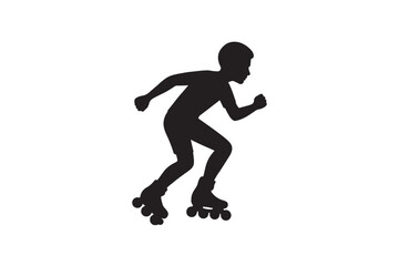 Roller skating   silhouette on white background.