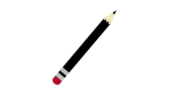 Animated pencil element with simple and clean movement. Perfect for educational content, explainer videos, or motion graphics. Isolated on white background.


