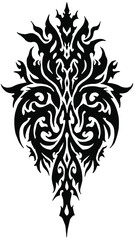 Decorative tribal ornament silhouette with transparency elements