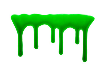 Dripping green liquid isolatd on white background for halloween design 