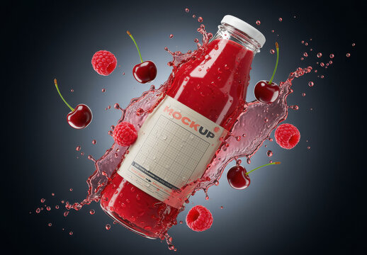Red Berries Drink Label Mockup