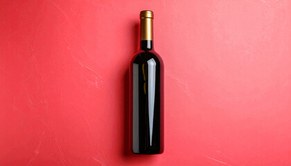 Dark Red Wine Bottle on Red Background