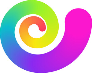 Color gradient abstract shape. Wavy curved rainbow ribbon. Neon color geometric design element. Dynamic squiggles zigzag figure.