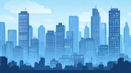 Obraz premium A cityscape view of numerous tall buildings.