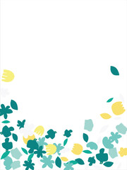 Fashionable frame of flowers. Spring background design, colorful bright flowers, decorative beautiful garden. Place for text. Design for postcard, invitation, web. Vector illustration