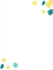 Fashionable frame of flowers. Spring background design, colorful bright flowers, decorative beautiful garden. Place for text. Design for postcard, invitation, web. Vector illustration