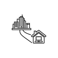 Fototapeta premium Remote Work Icon Representing City and Home Connection 