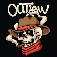 Skull Cowboy Smoking for streetwear illustration