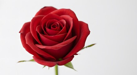 Rose rouge intense eclatante lumiere douce fond blanc
