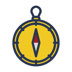 Fototapeta premium Compass Icon in Flat Outline Style. Color Fill Outline