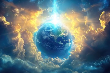 Earth bathed in celestial light