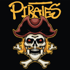 pirate skull for streetwear illustration