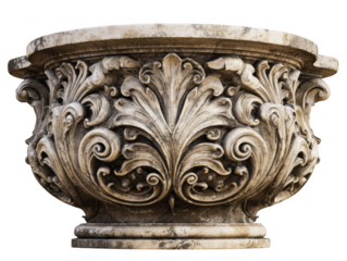 Intricate Carved Stone Architectural Capital Classical Design Element