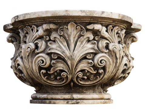 Intricate Carved Stone Architectural Capital Classical Design Element