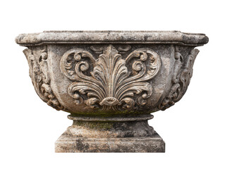 Ornate Stone Planter Antique-Style Garden Urn with Intricate Carvings