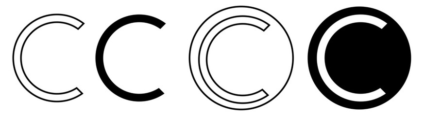 Minimalist flat copyright icon in outline style, vector EPS 10 format. Clean, simple design suitable for digital rights, legal content, intellectual property, and media protection user interfaces.