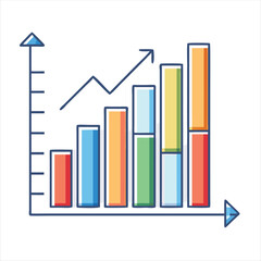 An upward trending bar graph symbolizing growth, progress, and data analysis