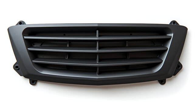 Vehicle air intake grille with horizontal slats and mounting frame  