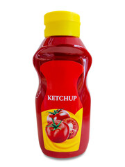 Tomato ketchup plastic bottle isolated