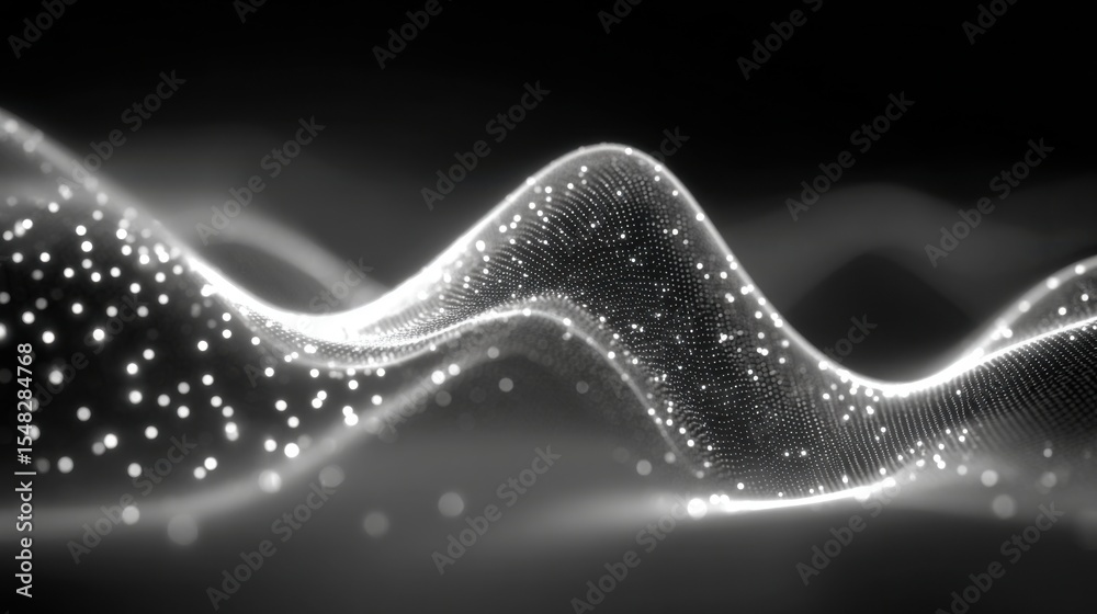 Poster floating waves of light create a mesmerizing pattern, showcasing tiny luminous particles that shimme