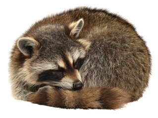 Naklejka premium Adorable Sleeping Raccoon Wildlife Photography