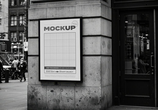 Vertical Poster Advertising Mockup on Street Wall