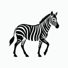 "Zebra Silhouette Vector Art – Black and White Animal Illustration"
