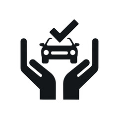 Car Protection Icon with Check Mark Showing Insurance or Warranty