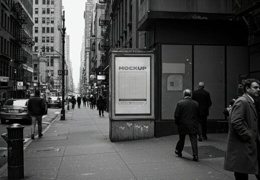 Vertical Poster Mockup on Vintage Old Style Street New York