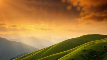 Beautiful sunset with a view of the Austrian Carpathians.