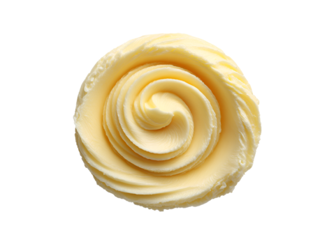 Butter in a spiral shape against a clean white background, png transparent background