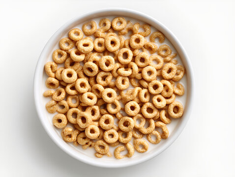 Top view of classic cheerios cereal in a bowl