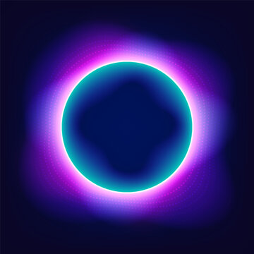 Interactive Neon Light Ring Futuristic AI Assistant Interface Voice Recognition System Smart Device UI Glowing Digital Effects