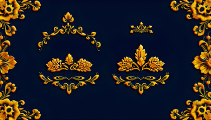 vintage floral pattern, intricate golden botanical background, graphic design illustration wallpaper