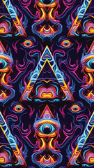 Psychedelic eye pattern design with triangle elements