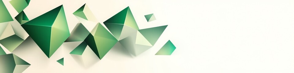 Green Triangles Abstract Background, LinkedIn cover, copy space, AI Generated