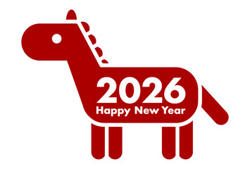2026年午年の馬アイコン年賀状イラスト（赤）